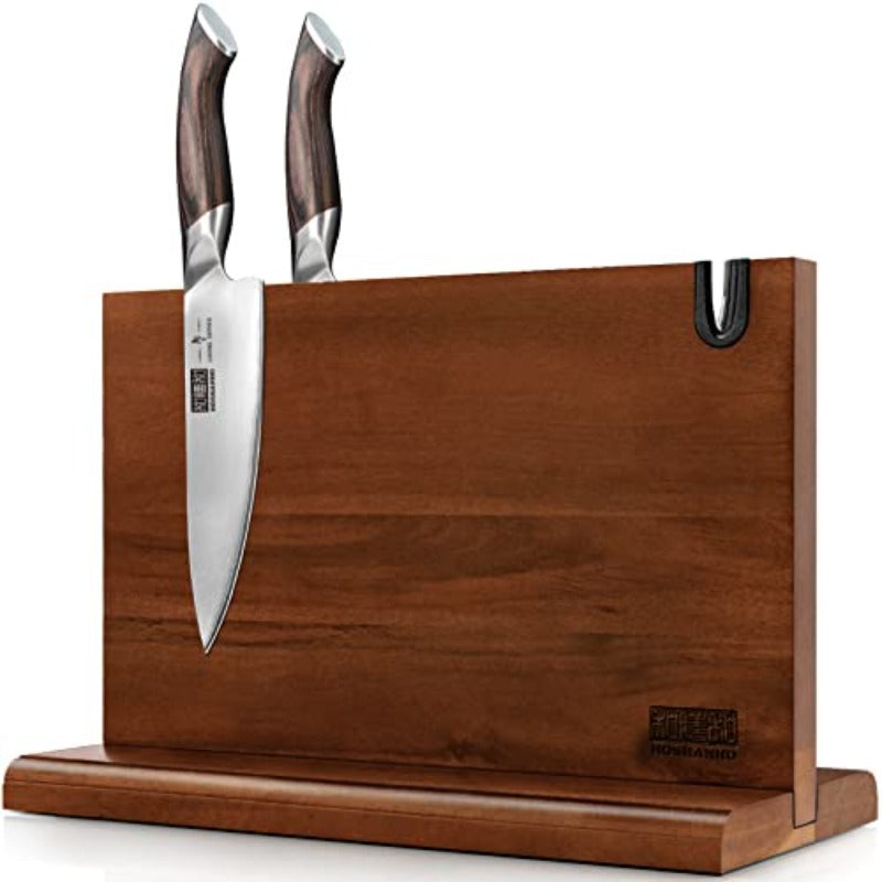 5 Pieces Knife Set Profional Powder Steel Chef Knife Set and Magnetic Knife Block 14 x 10 Inches Double Sided Magnetic Knife Holder Rack for Kitchen Counter